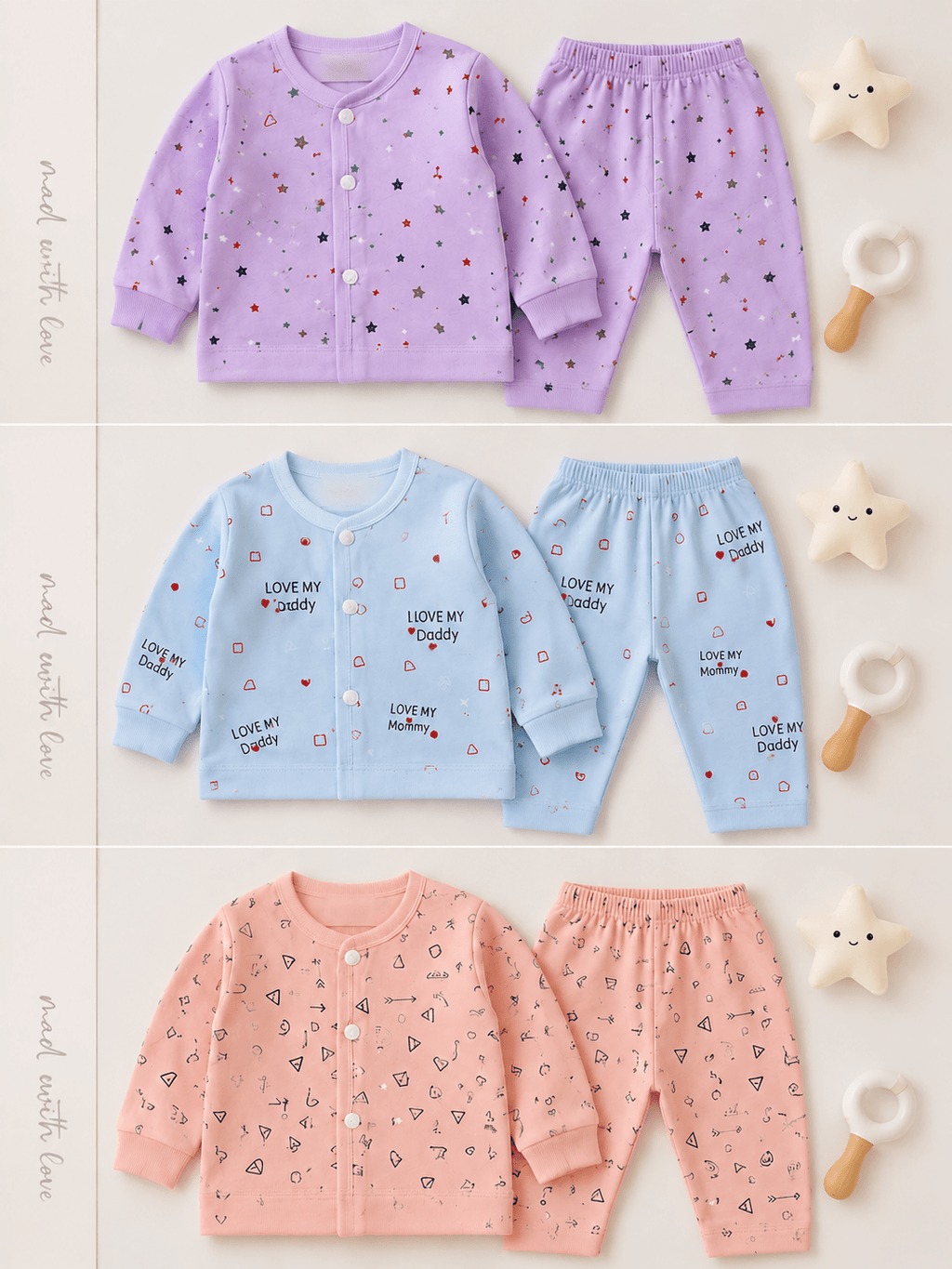 3-Piece Premium Cotton Baby Suit Set