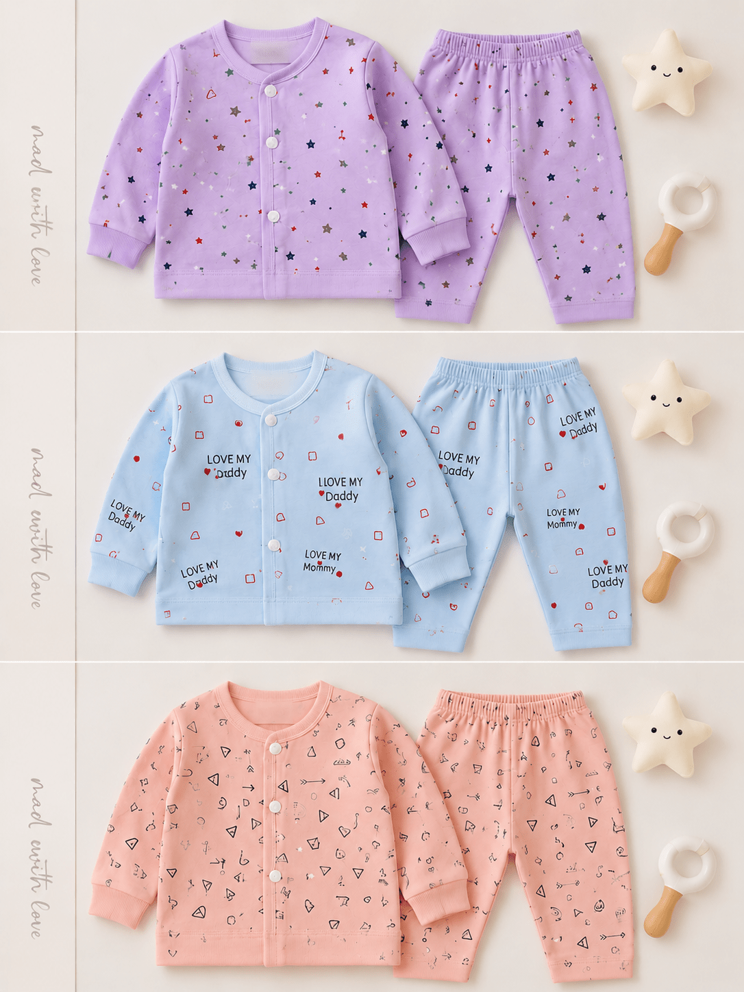 3-Piece Premium Cotton Baby Suit Set