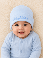 4 Pcs MashAllah Embroidered Newborn Baby Cap Set – Premium Soft Cotton Beanies