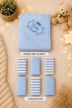 Sunny Star Hooded Baby Blanket Set with 6 Washcloths