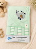 Sunny Star Hooded Baby Blanket Set with 6 Washcloths