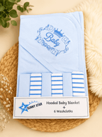Sunny Star Hooded Baby Blanket Set with 6 Washcloths
