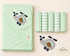 Sunny Star Hooded Baby Blanket Set with 6 Washcloths