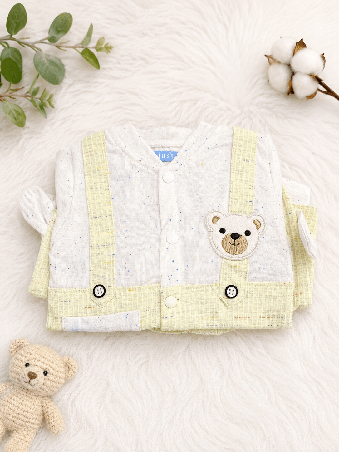 🧸 Bear Buddy Baby Cotton Outfit Set