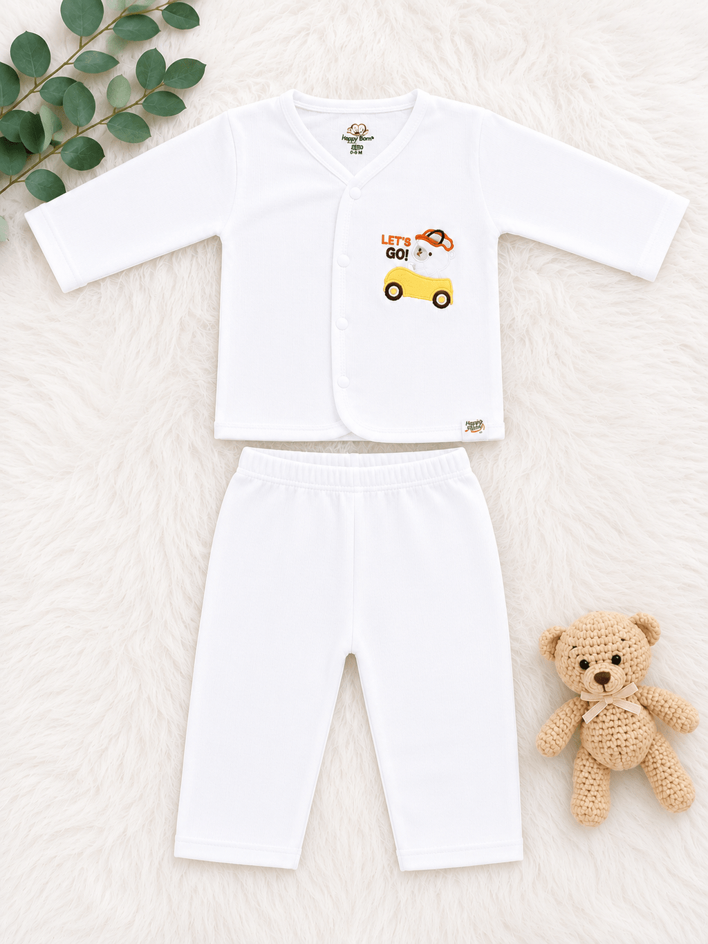 🚗 Premium "Let's Go" Newborn Baby Boy Clothing Set 👶🤍