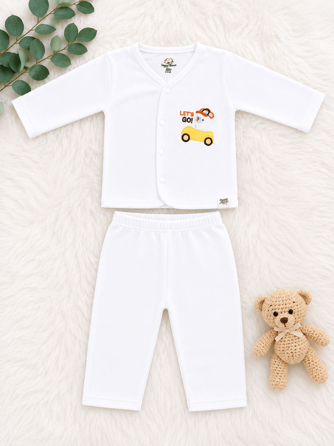 🚗 Premium "Let's Go" Newborn Baby Boy Clothing Set 👶🤍