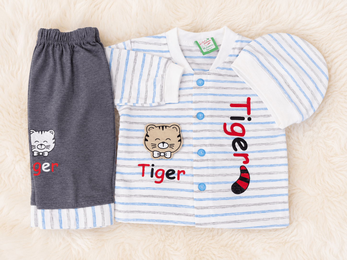 Tiger Full Sleeve Baby Cotton Suit Set – Soft & Comfortable (3 Pcs)