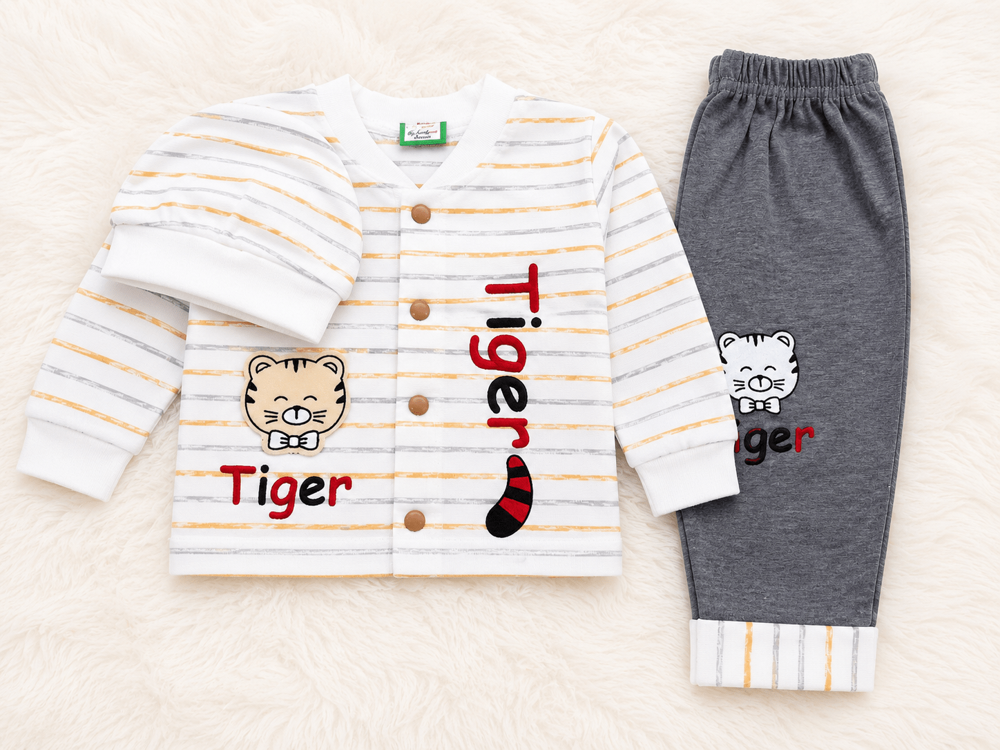 Tiger Full Sleeve Baby Cotton Suit Set – Soft & Comfortable (3 Pcs)