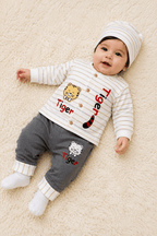 Tiger Full Sleeve Baby Cotton Suit Set – Soft & Comfortable (3 Pcs)