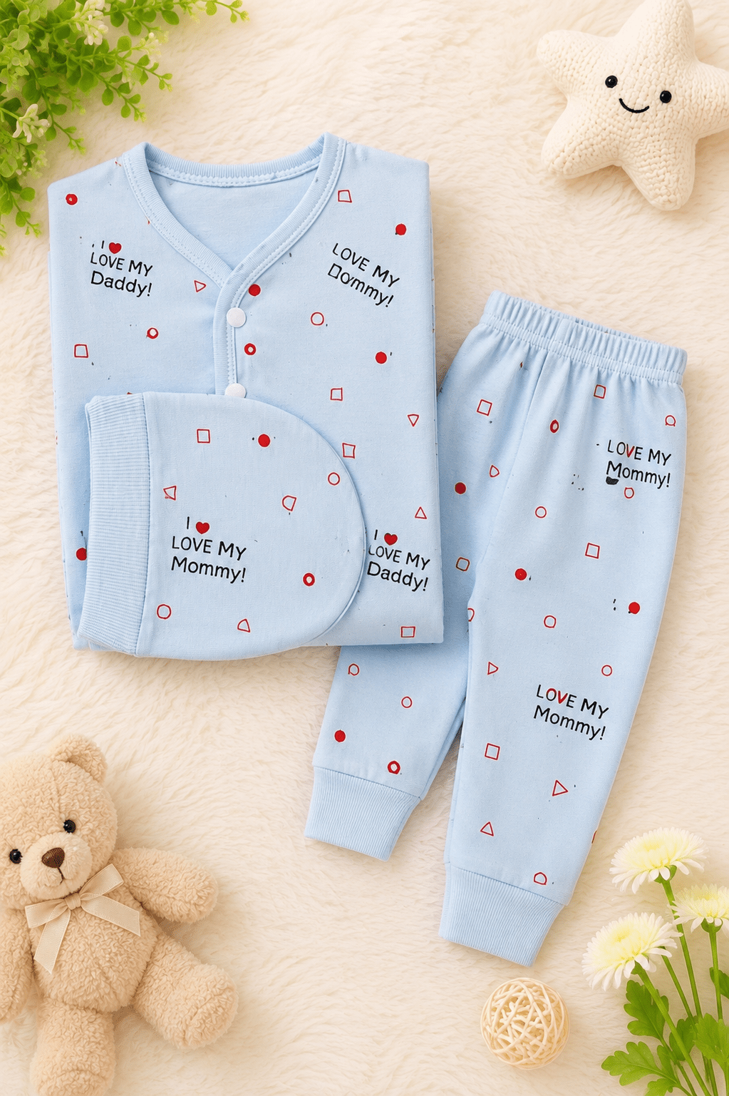 3-Piece Premium Cotton Baby Suit Set