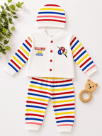 Billiard Club Baby Cotton 3-Piece Outfit Set with Cap | Newborn Baby Summer Dress | Soft Cotton Clothes