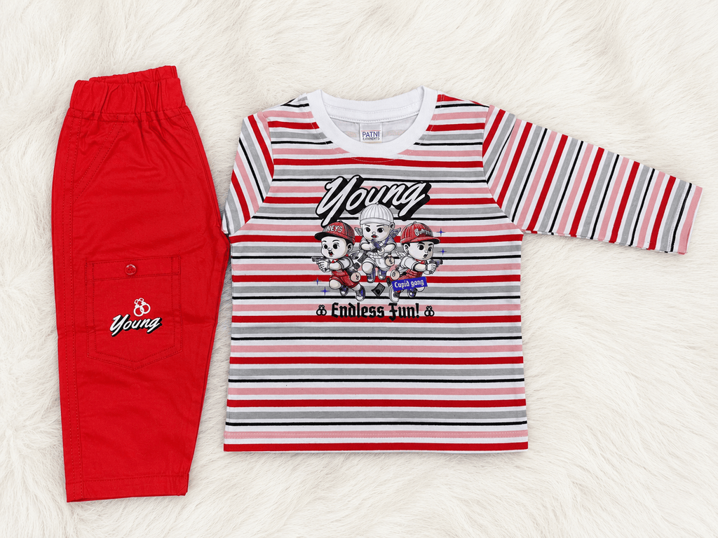 💙 Young Cartoon Print – Endless Fun! Boys Outfit Set 👦