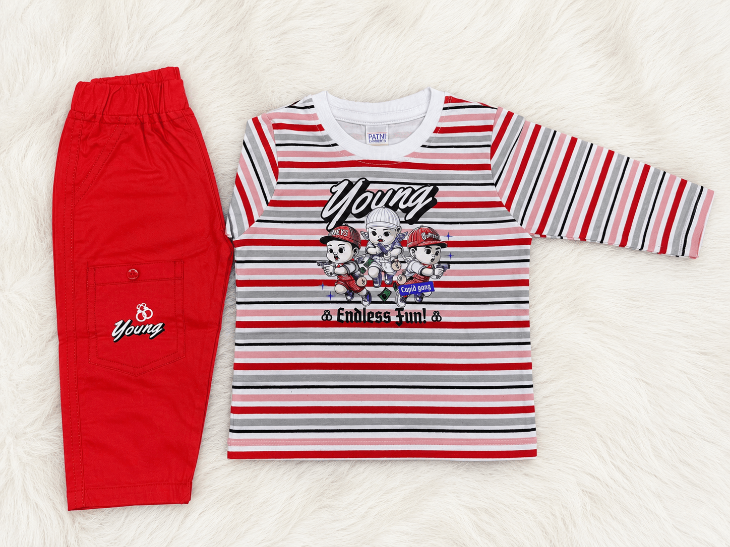 💙 Young Cartoon Print – Endless Fun! Boys Outfit Set 👦