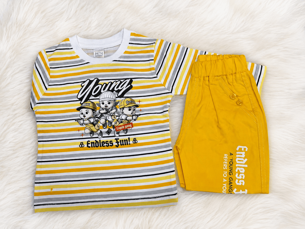 💙 Young Cartoon Print – Endless Fun! Boys Outfit Set 👦