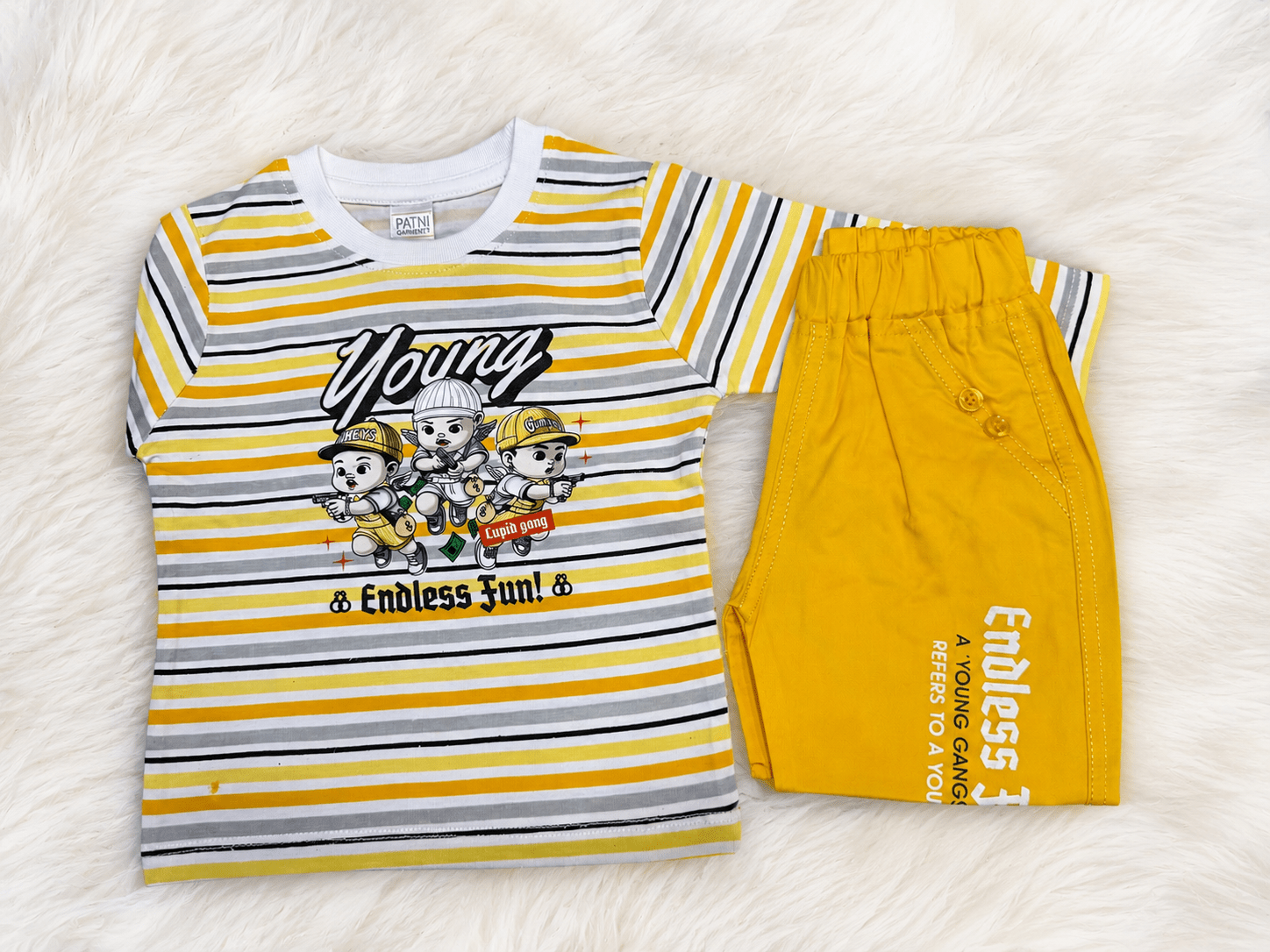 💙 Young Cartoon Print – Endless Fun! Boys Outfit Set 👦