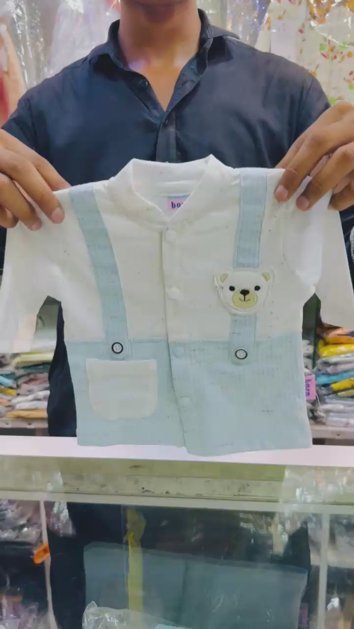 🧸 Bear Buddy Baby Cotton Outfit Set